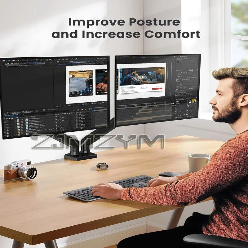 32-inch Adjustable Dual-screen Monitor Stand, The Holder Supports 360° Screen Rotatable, Bracket Suitable for Home Office
