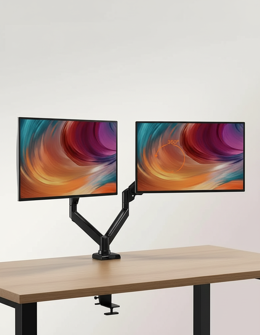 32-inch Adjustable Dual-screen Monitor Stand, The Holder Supports 360° Screen Rotatable, Bracket Suitable for Home Office