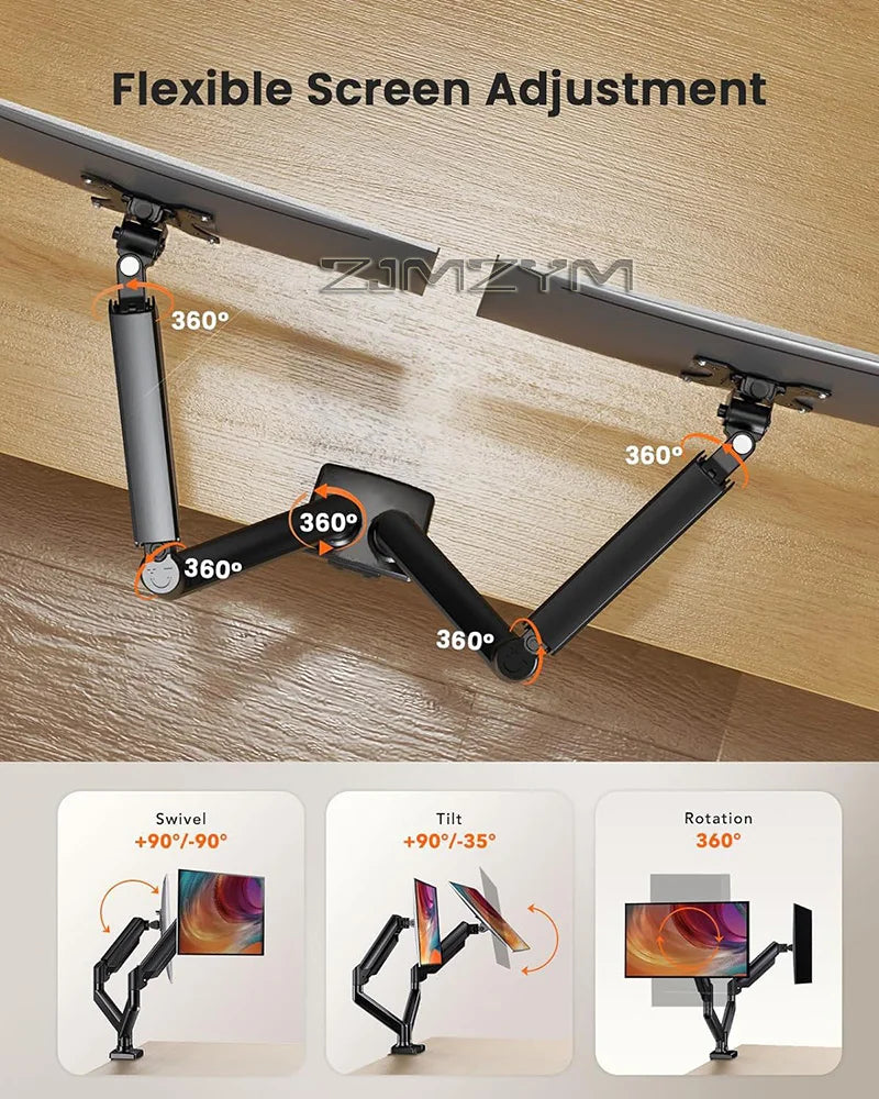 32-inch Adjustable Dual-screen Monitor Stand, The Holder Supports 360° Screen Rotatable, Bracket Suitable for Home Office