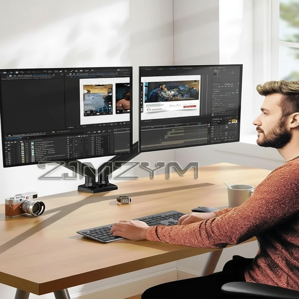 32-inch Adjustable Dual-screen Monitor Stand, The Holder Supports 360° Screen Rotatable, Bracket Suitable for Home Office
